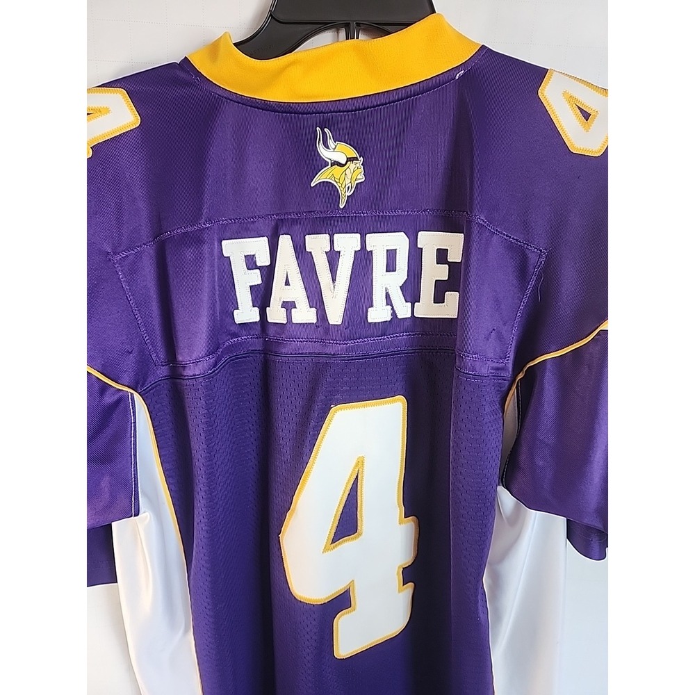 Reebok Brett Farve Minnesota Vikings Jersey #4 Purple Mens Large +2 Length - Picture 7 of 10